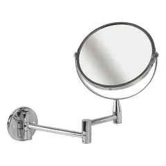 Зеркало настенное BRABIX, диаметр 17 см, двухстороннее, с увеличением, нержавеющая сталь, выдвижное (петли), 604952, фото 1