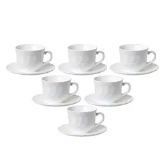 Набор чайный на 6 персон, 6 чашек объемом 220 мл и 6 блюдец, белое стекло, &quot;Trianon&quot;, LUMINARC, E8845, фото 1