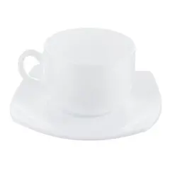 Набор чайный на 6 персон, 6 чашек 220 мл и 6 блюдец, белое стекло, &quot;Quadrato white&quot;, LUMINARC, E8865, фото 1