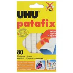 Подушечки клеящие UHU Patafix, 80 шт., бесследное удаление, многоразовые, белые, 39125, фото 1
