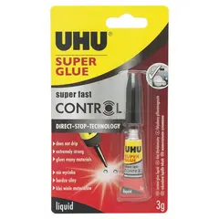 Клей моментальный UHU Super glue Control, 3 г, в блистере, 36015, фото 1