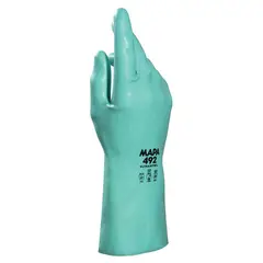 Перчатки нитриловые MAPA Ultranitril 492, хлопчатобумажное напыление, размер 8 (M), зеленые, фото 1
