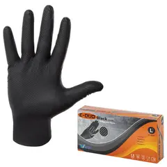 Перчатки нитриловые повышенной прочности, КОМПЛЕКТ 25 пар, размер L (большие), черные, E65-0X-Black, фото 1