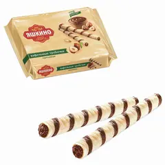 Вафли-трубочки ЯШКИНО &quot;Ореховые&quot;, с шоколадно-ореховой начинкой, 190 г, КВ328, фото 1