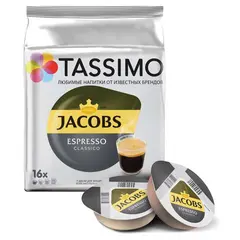 Капсулы для кофемашин TASSIMO JACOBS &quot;Espresso&quot;, натуральный кофе 16 шт. х 8 г, фото 1