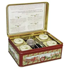 Чай HILLTOP «Английская шкатулка», 4 чайницы с коллекцией чаев и заварная ложка-ситечко, 200 г, F501, фото 1