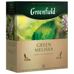 Чай GREENFIELD (Гринфилд) &quot;Green Melissa&quot;, зеленый, с мятой, 100 пакетиков в конвертах по 1,5 г, 0879, фото 1