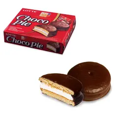 Печенье LOTTE &quot;Choco Pie&quot; (&quot;Чоко Пай&quot;), прослоенное, глазированное, в картонной упаковке, 336 г (12 штук х 28 г), фото 1