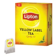 Чай LIPTON (Липтон) &quot;Yellow Label&quot;, черный, 100 пакетиков с ярлычками по 2 г, 20248358, фото 1