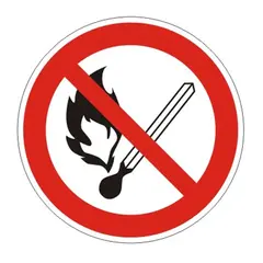 Знак запрещающий &quot;Запрещается пользоваться открытым огнем и курить&quot;, круг, диаметр 200 мм, самоклейка, 610002/Р 02, фото 1