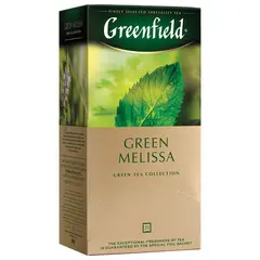 Чай GREENFIELD (Гринфилд) &quot;Green Melissa&quot;, зеленый, 25 пакетиков в конвертах по 1,5 г, фото 1