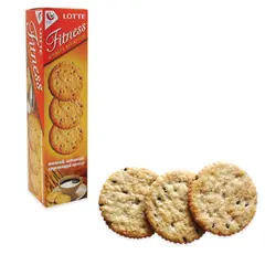 Печенье-крекер LOTTE &quot;Fitness&quot;, сладкие, с кунжутом, в картонной упаковке, 88 г (2 х 44 г), фото 1