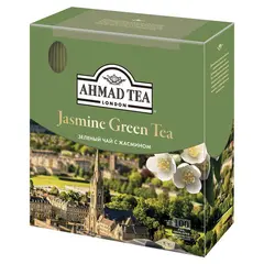 Чай AHMAD (Ахмад) &quot;Jasmine Green Tea&quot;, зелёный с жасмином, 100 пакетиков по 2 г, 475-012, фото 1