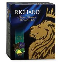 Чай RICHARD (Ричард) &quot;King&#039;s Tea №1&quot; (&quot;Кингс Ти&quot;), черный, ароматизированный, 100 пакетиков по 2 г, 610302, фото 1