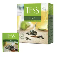 Чай TESS (Тесс) &quot;Lime&quot;, зеленый с цедрой цитрусовых, 100 пакетиков по 1,5 г, 0920-09, фото 1