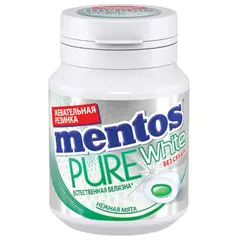Жевательная резинка MENTOS Pure White (Ментос) &quot;Нежная мята&quot;, 54 г, банка, 67843, фото 1