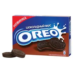 Печенье OREO (Орео) шоколадное, начинка со вкусом шоколада, 228г, картонная коробка, ш/к 68131, 67658, фото 1