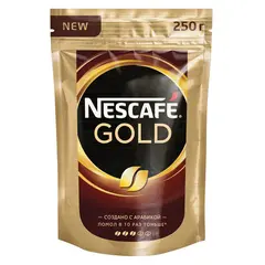 Кофе молотый в растворимом NESCAFE (Нескафе) &quot;Gold&quot;, сублимированный, 250 г, мягкая упаковка, 12143978, фото 1