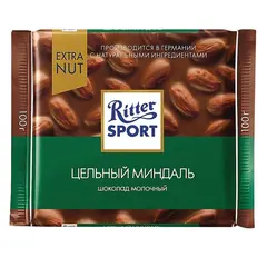 Шоколад RITTER SPORT &quot;Extra Nut&quot;, молочный, с цельным миндалем, 100 г, 7036, фото 1