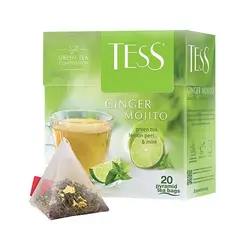 Чай TESS (Тесс) &quot;Ginger Mojito&quot;, зеленый с ароматом мяты и лайма, 20 пирамидок по 1,8 г, 0788-12, фото 1