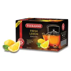 Чай TEEKANNE (Тиканне) &quot;Fresh Lemon&quot;, черный, лимон, 20 пакетиков по 2 г, 0306_4555, фото 1