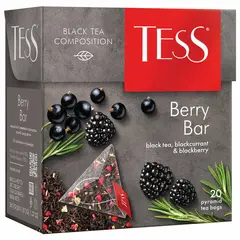 Чай TESS (Тесс) &quot;Berry Bar&quot;, черный с ароматом ежевики и черной смородины, 20 пирамидок по 1,8 г, 0785-12, фото 1