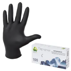 Перчатки нитриловые смотровые, 50 пар(100шт), неопудренные, M (средний), KLEVER Стандарт, черные, NG080 BL, фото 1