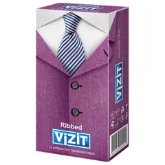 Презервативы латексные VIZIT Ribbed, комплект 12 шт., с ребрами, 101010321, фото 1