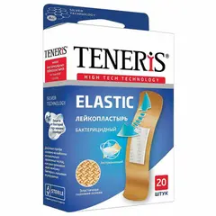 Набор пластырей 20 шт. TENERIS ELASTIC, бактерицидный с ионами серебра, тканевая основа, 0208-005, фото 1