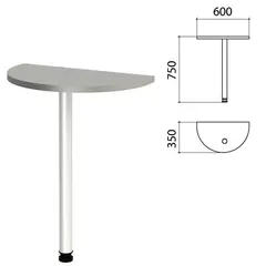 Стол приставной полукруг &quot;Этюд&quot;, 600х350х750 мм, цвет серый (КОМПЛЕКТ), фото 1
