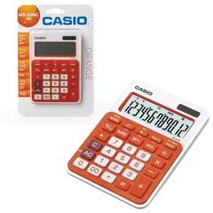 Калькулятор настольный CASIO MS-20NC-RG-S (150х105 мм) 12 разрядов, двойное питание, белый/оранжевый, блистер, MS-20NC-RG-S-EC, фото 1
