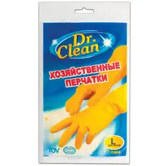 Перчатки хозяйственные латексные DR.CLEAN (Доктор Клин), без х/б напыления, размер L (большой), 601623, фото 1