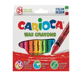 Восковые мелки CARIOCA, 24 цвета, смываемые, картонная коробка с европодвесом, 42366, фото 1