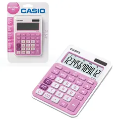 Калькулятор CASIO настольный MS-20NC-PK-S, 12 разрядов, двойное питание, 150х105 мм, блистер, белый/розовый, MS-20NC-PK-S-EC, фото 1