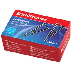 Скрепки ERICH KRAUSE, 32 мм, металлические, треугольные, 100 штук, в картонной коробке, 24870, фото 1