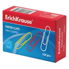 Скрепки ERICH KRAUSE, 33 мм, цветные, 100 шт., в картонной коробке, 24872, фото 1