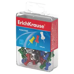 Силовые кнопки-гвоздики ERICH KRAUSE, цветные, 100 шт., в пластиковой коробке, 19749, фото 1
