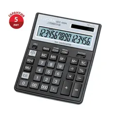 Калькулятор настольный Citizen SDC-435N, 16 разрядов, двойное питание, 158*204*31мм, черный, фото 1