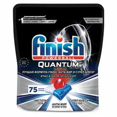 Таблетки для мытья посуды в посудомоечных машинах 75шт FINISH Quantum Ultimate, дой-п, 3120823, фото 1