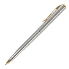 Ручка бизнес-класса шариковая BRAUBERG Maestro, СИНЯЯ, корпус серебристый с золот,лин, 143468, фото 1