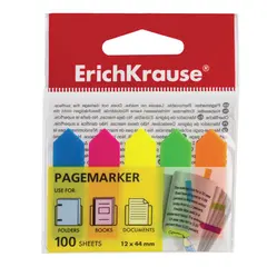Закладки клейкие ERICH KRAUSE &quot;Neon Arrows&quot;, 44х12 мм, 5 цветов х 20 листов, в пластиковой книжке, 31178, фото 1