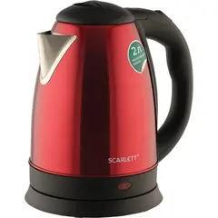 Чайник SCARLETT SC-EK21S76, 2 л, 1800Вт, закрытый нагревательный элемент, сталь, красный, фото 1