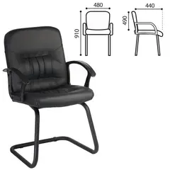 Кресло для приемных и переговорных &quot;Чип&quot;, с подлокотниками, кожзаменитель, черное, фото 1