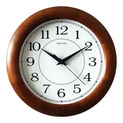 Часы настенные САЛЮТ ДС-ББ28-014, круг, белые, деревянная рамка, 31х31х4,5 см, фото 1