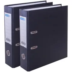 Папка-регистратор OfficeSpace, 70мм, бумвинил, с карманом на корешке, черная, фото 1