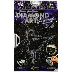 Картина из страз и глиттера Danko toys «Diamond art. Балерина», комплект страз, карандаш-аппликатор, багетная рамка, фото 1