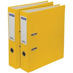 Папка-регистратор OfficeSpace, 70мм, бумвинил, с карманом на корешке, желтая, фото 1