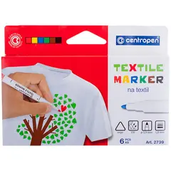 Набор маркеров для ткани Centropen &quot;Textil Marker 2739&quot; 06цв., 1,8мм, картон. уп., европодвес, фото 1