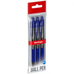 Ручка шариковая автоматическая Berlingo &quot;Classic Pro&quot; синяя, 0,7мм, грип, 3шт, пакет с европодвесом, фото 1