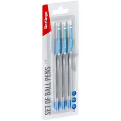 Ручка шариковая Berlingo &quot;I-10&quot; синяя, 0,4мм, грип, 3шт, блистер, фото 1